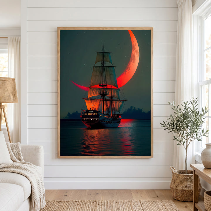 Crimson Moon Voyage Canvas