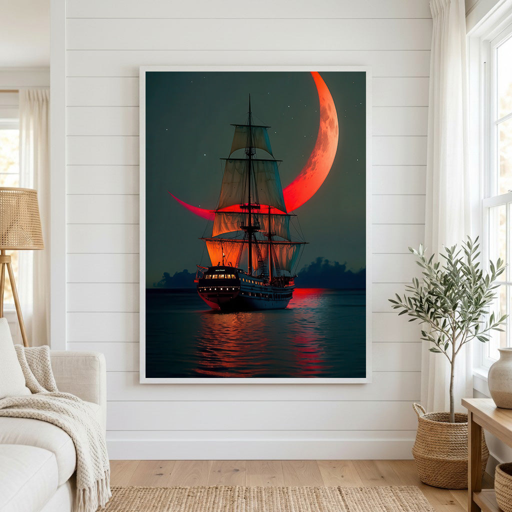 Crimson Moon Voyage Canvas