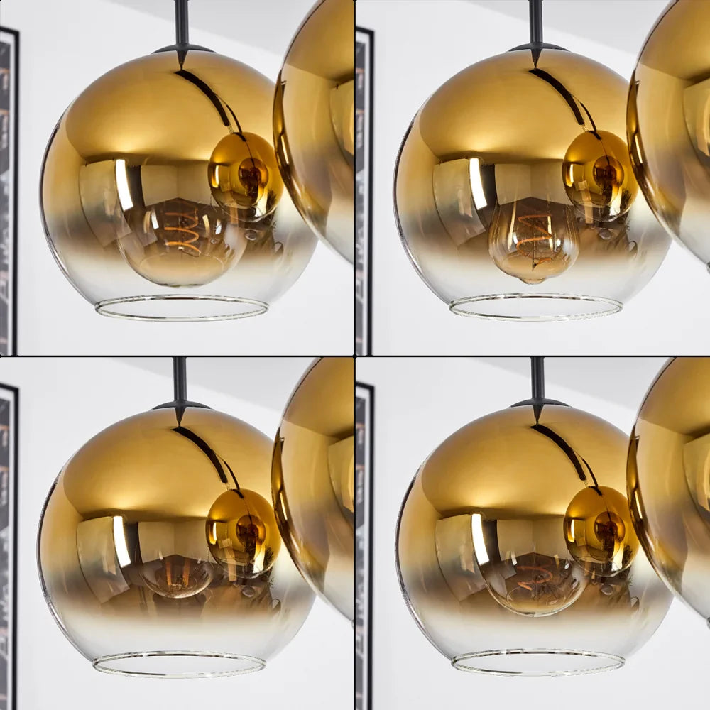 Elegant Gold Glass Globe Pendant Light Set of Five