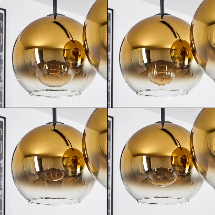 Elegant Gold Glass Globe Pendant Light Set of Five