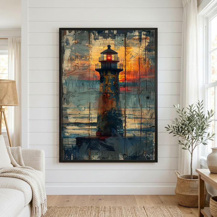 Rustic Beacon Sunset Canvas
