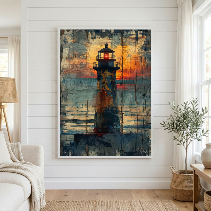 Rustic Beacon Sunset Canvas
