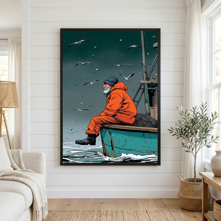 Solitary Fisherman Canvas