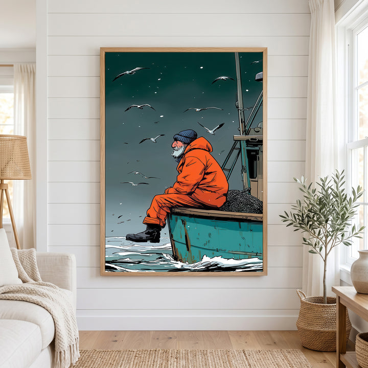 Solitary Fisherman Canvas