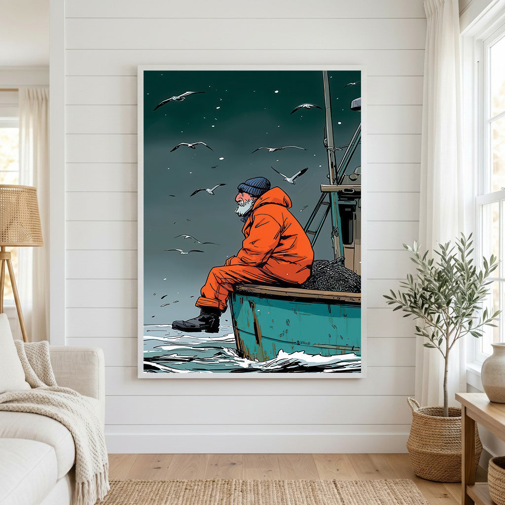 Solitary Fisherman Canvas