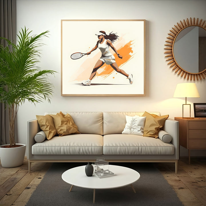 Graceful Tennis Motion Canvas - Modern Sports Artwork for...