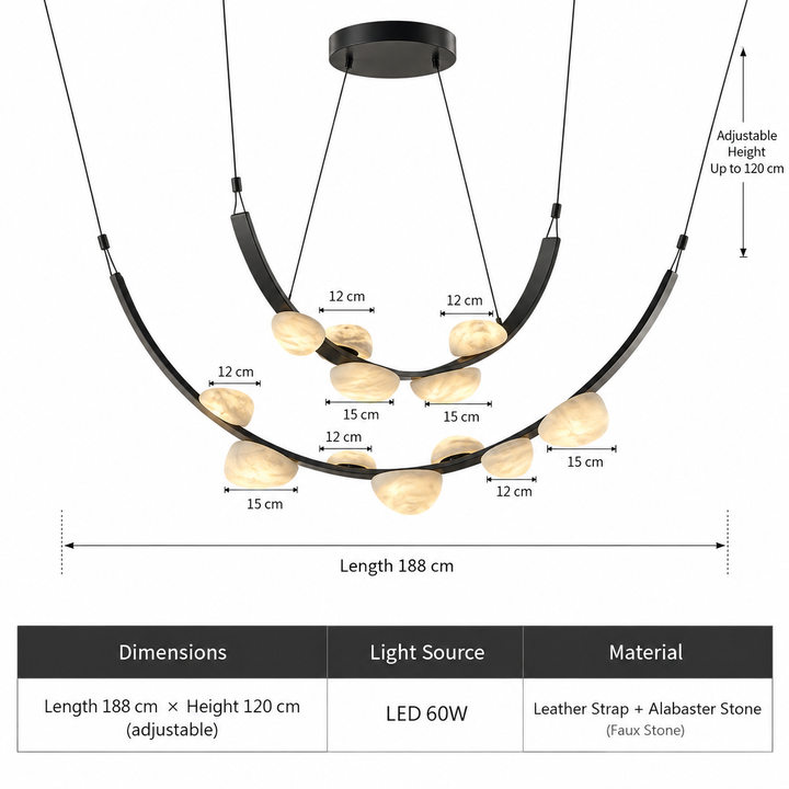 Curved Alabaster Stone Orb Chandelier