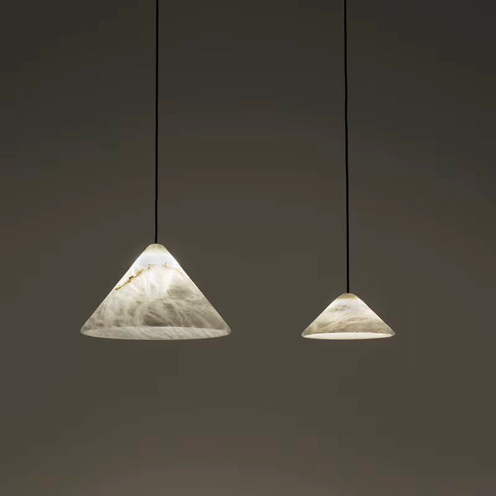 Modern Ivory Stone Cone Pendant Light