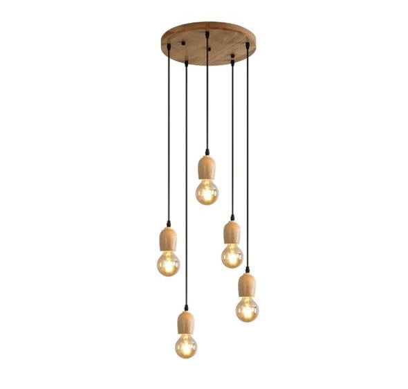 Modern Minimalist Pendant Light with Wooden Accents