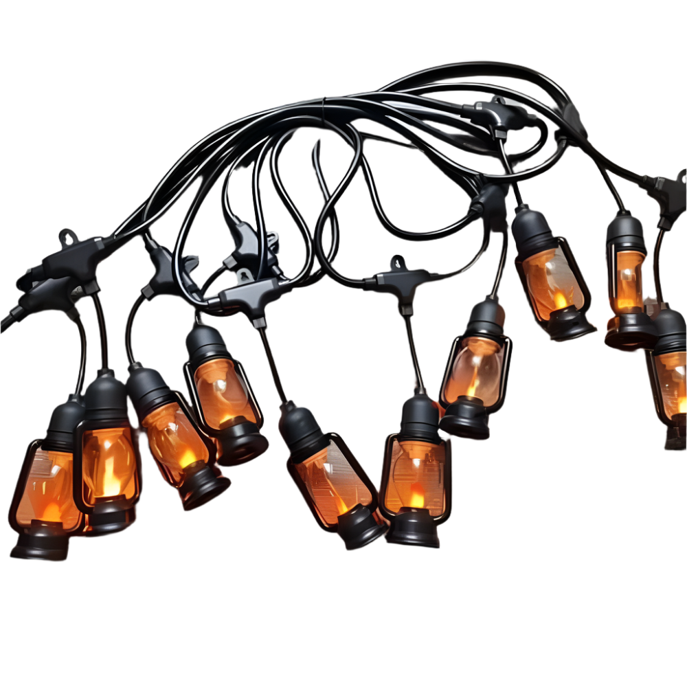RAMADAN Vintage Outdoor String Lights - 10 Lantern-Style Lamp Holders (Bulbs Included)