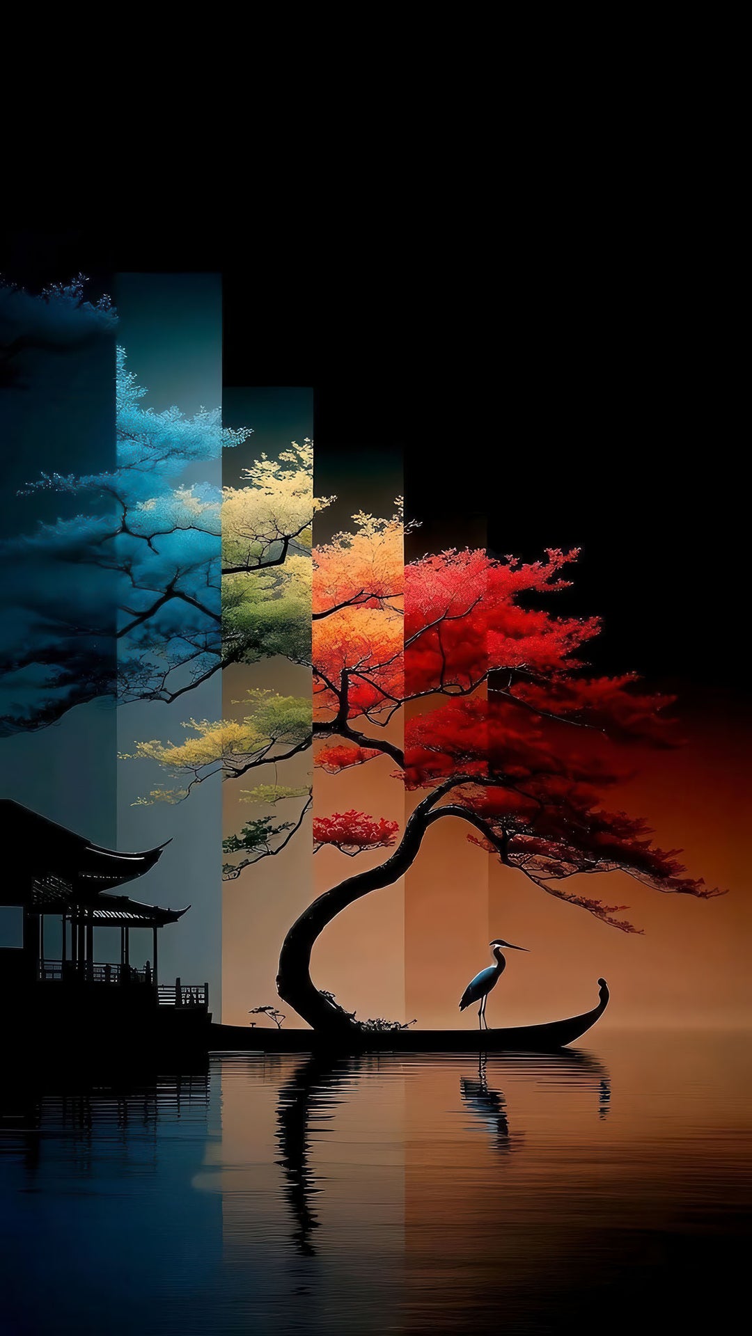 Four Seasons Tree premium canvas art with MDF frame and glass front, water and dust resistant