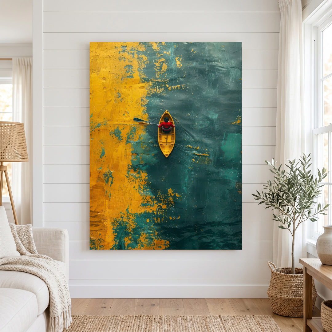 Kayak Abstract premium canvas wall art with MDF frame and glass front panel