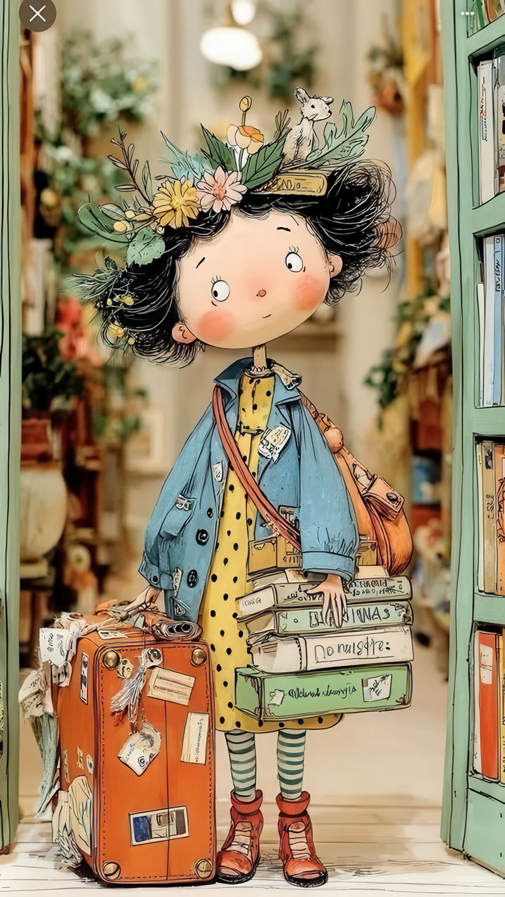 Whimsical Reader Canvas premium wall art with MDF frame and glass front panel