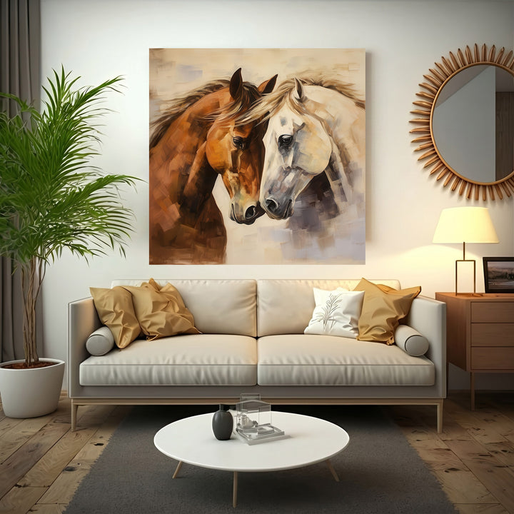 Abstract Horses Canvas premium wall art on MDF frame with glass, water and dust resistant premium canvas