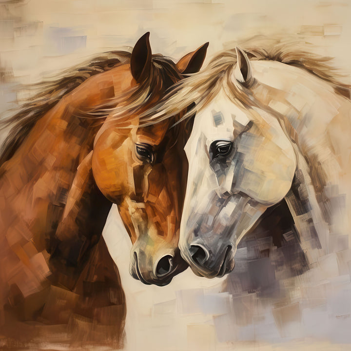 Abstract Horses Canvas premium wall art on MDF frame with glass, water and dust resistant premium canvas