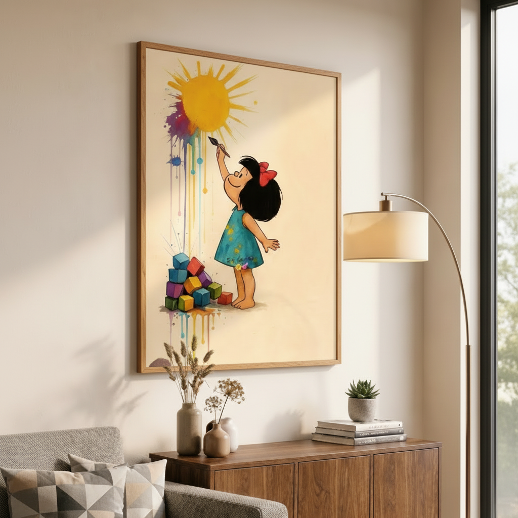 Joyful Child Painting the Sun Canvas