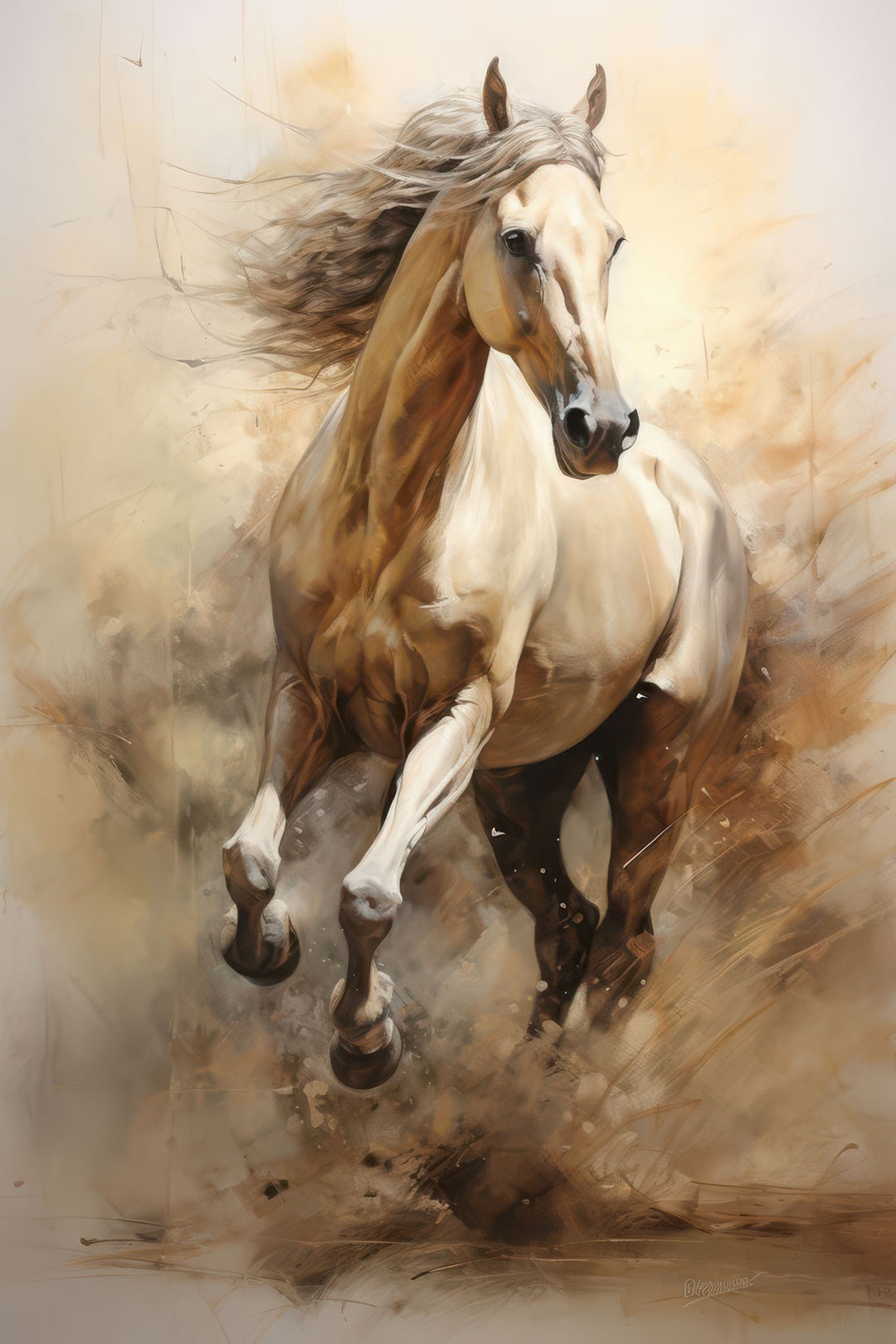Running horse canvas on MDF frame with glass, water and dust resistant premium material