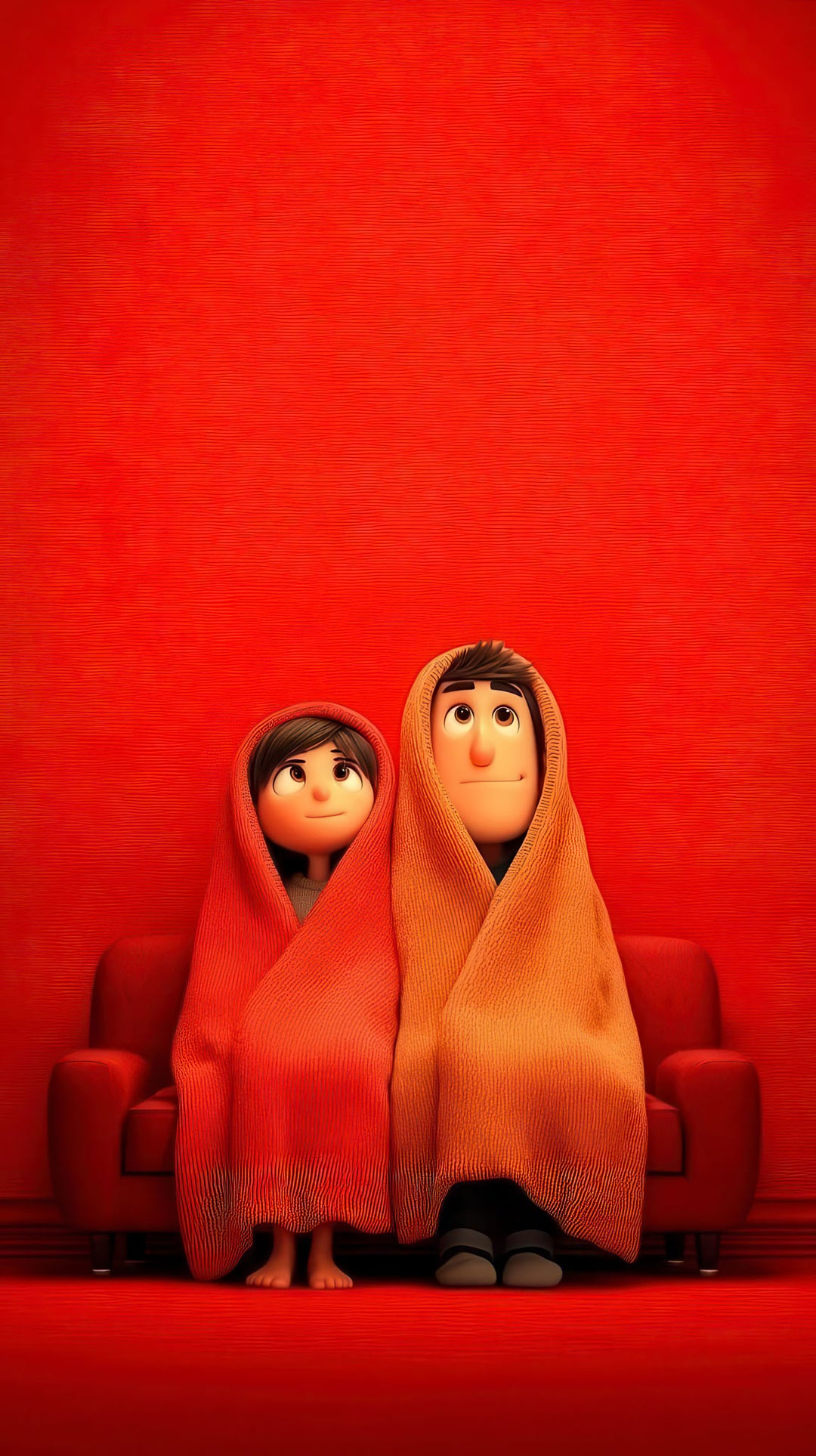 Cozy Couple Red premium wall canvas with MDF frame and glass front panel