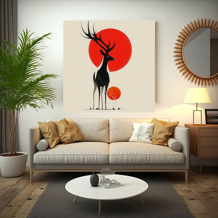 Minimal Deer Canvas premium wall art with MDF frame and glass front panel, water and dust resistant.
