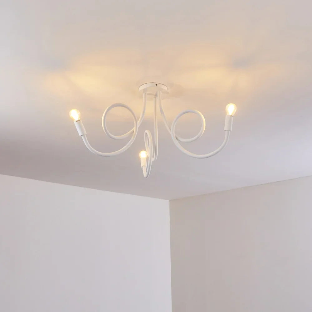 Modern White Spiral Ceiling Light