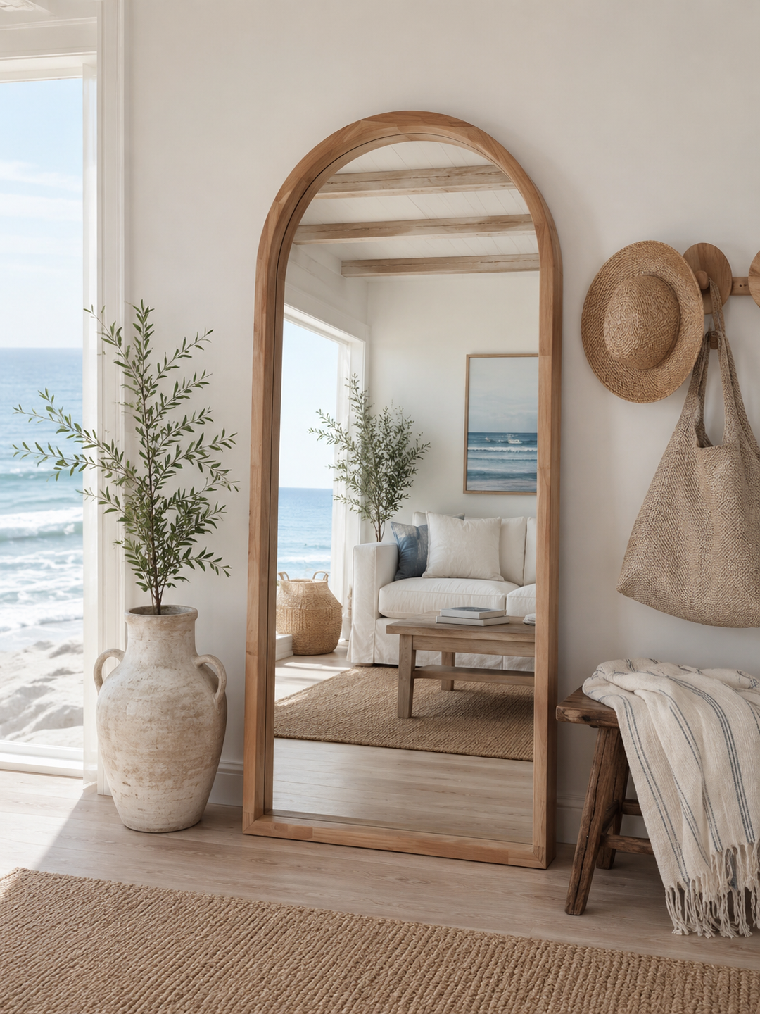 Arch Wooden Floor Mirror
