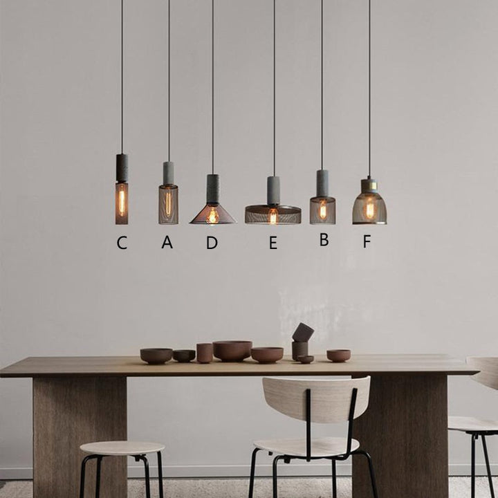 Industrial Concrete and Metal Pendant Light