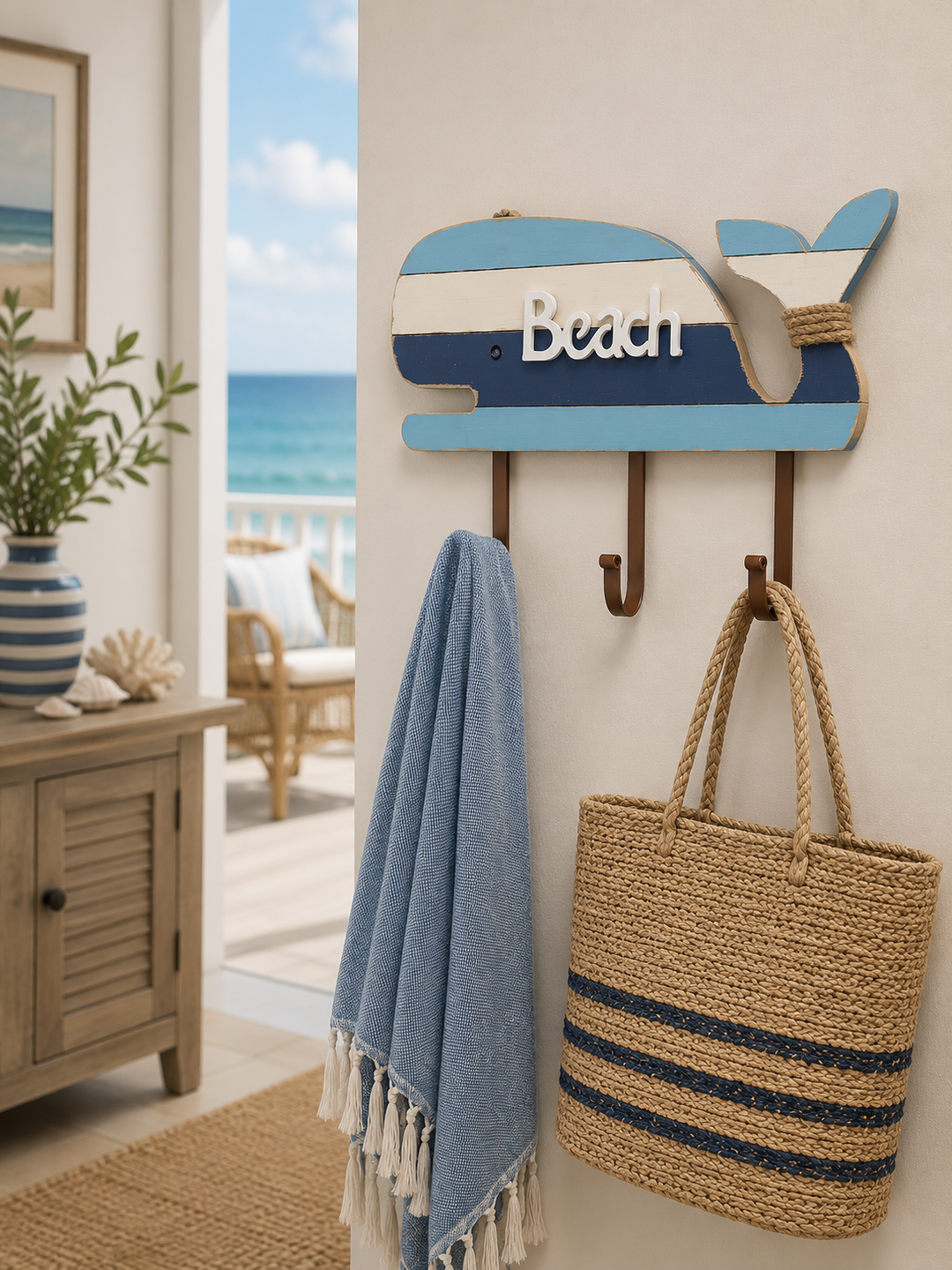 Whale shape wall hanger