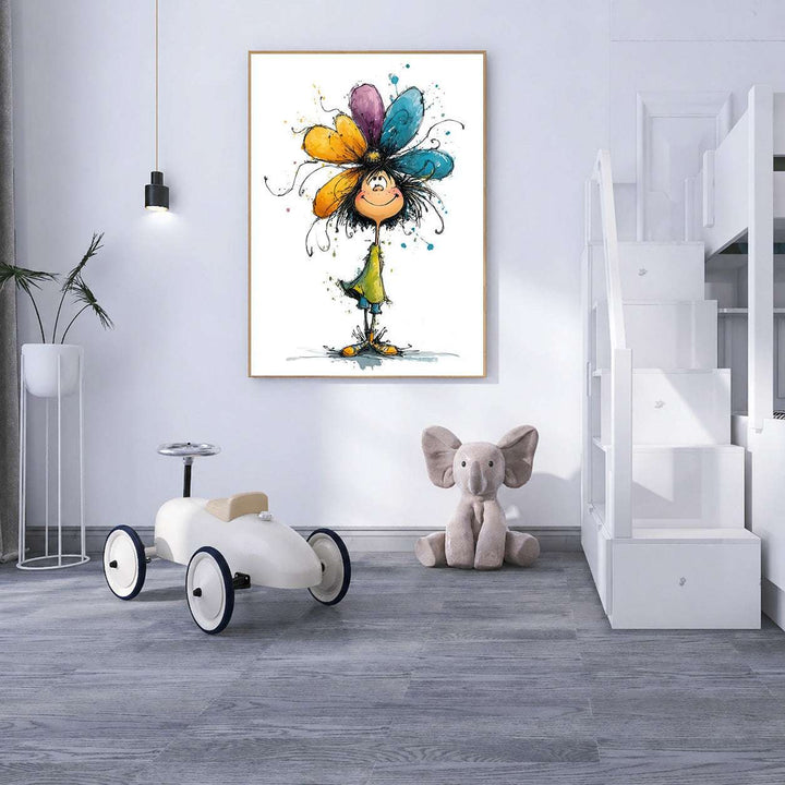 Whimsical Flower Girl Canvas Wall Art