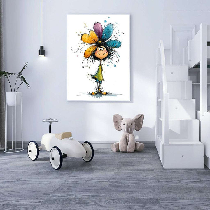 Whimsical Flower Girl Canvas Wall Art
