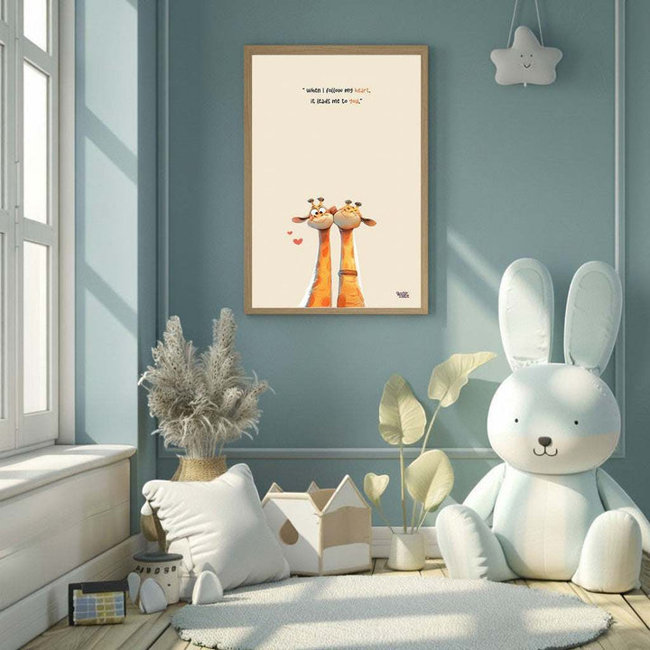 Whimsical Giraffe Love Quote Canvas Wall Art