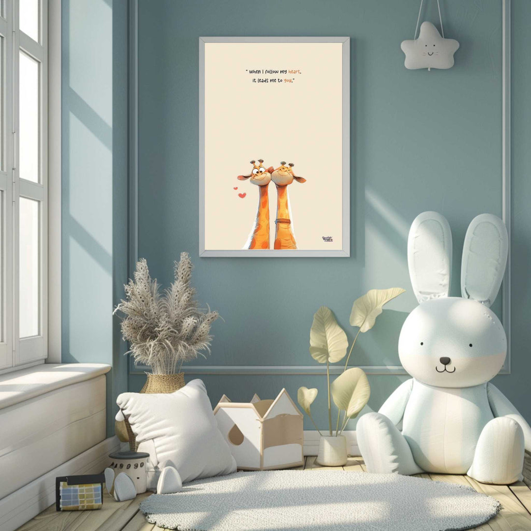 Whimsical Giraffe Love Quote Canvas Wall Art
