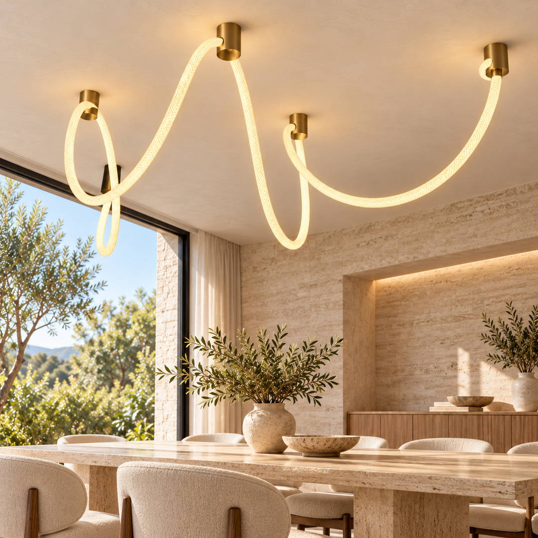 Modern Sculptural LED Wall Light in Black and Warm Gold