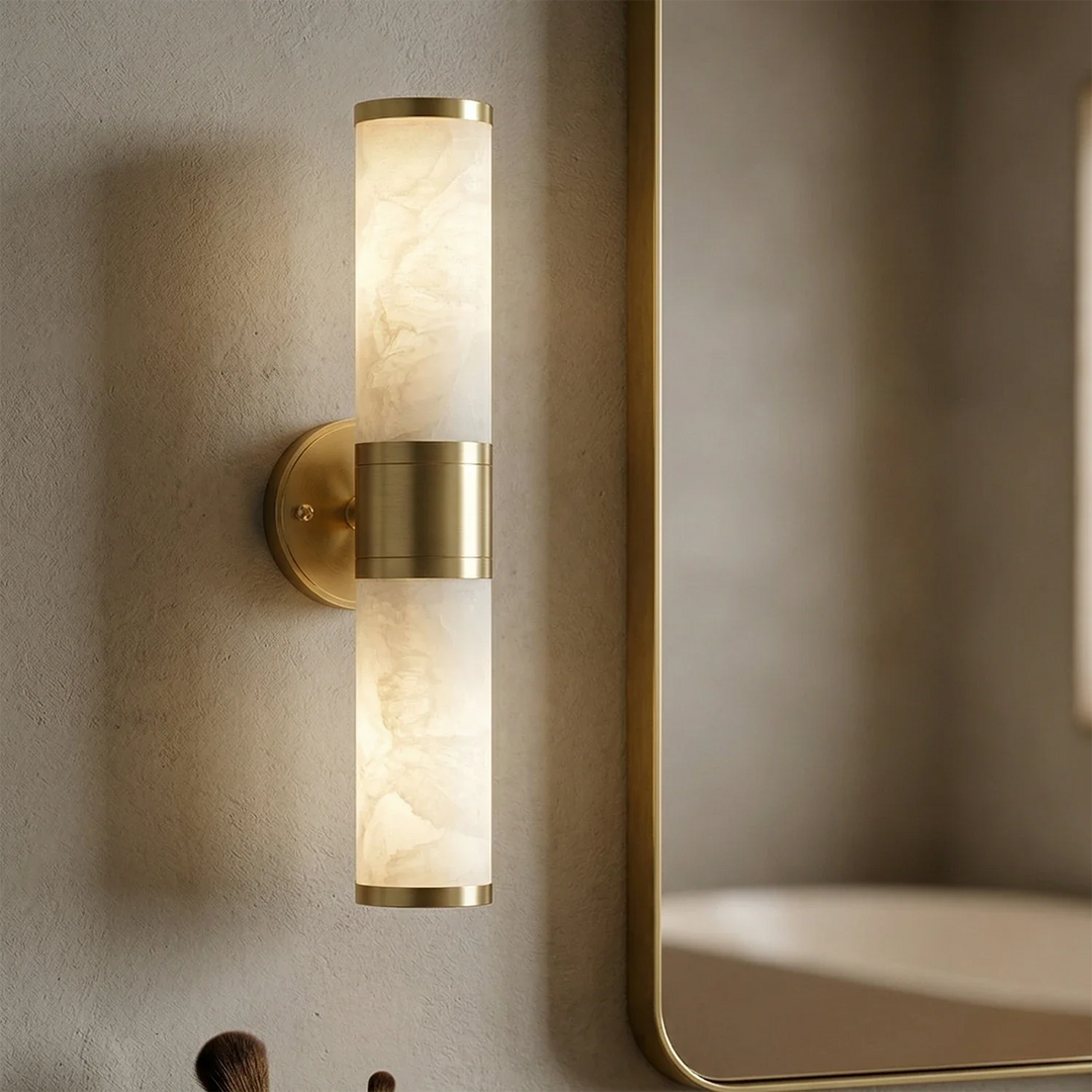 Modern Brass and Opal Alabaster Wall Light