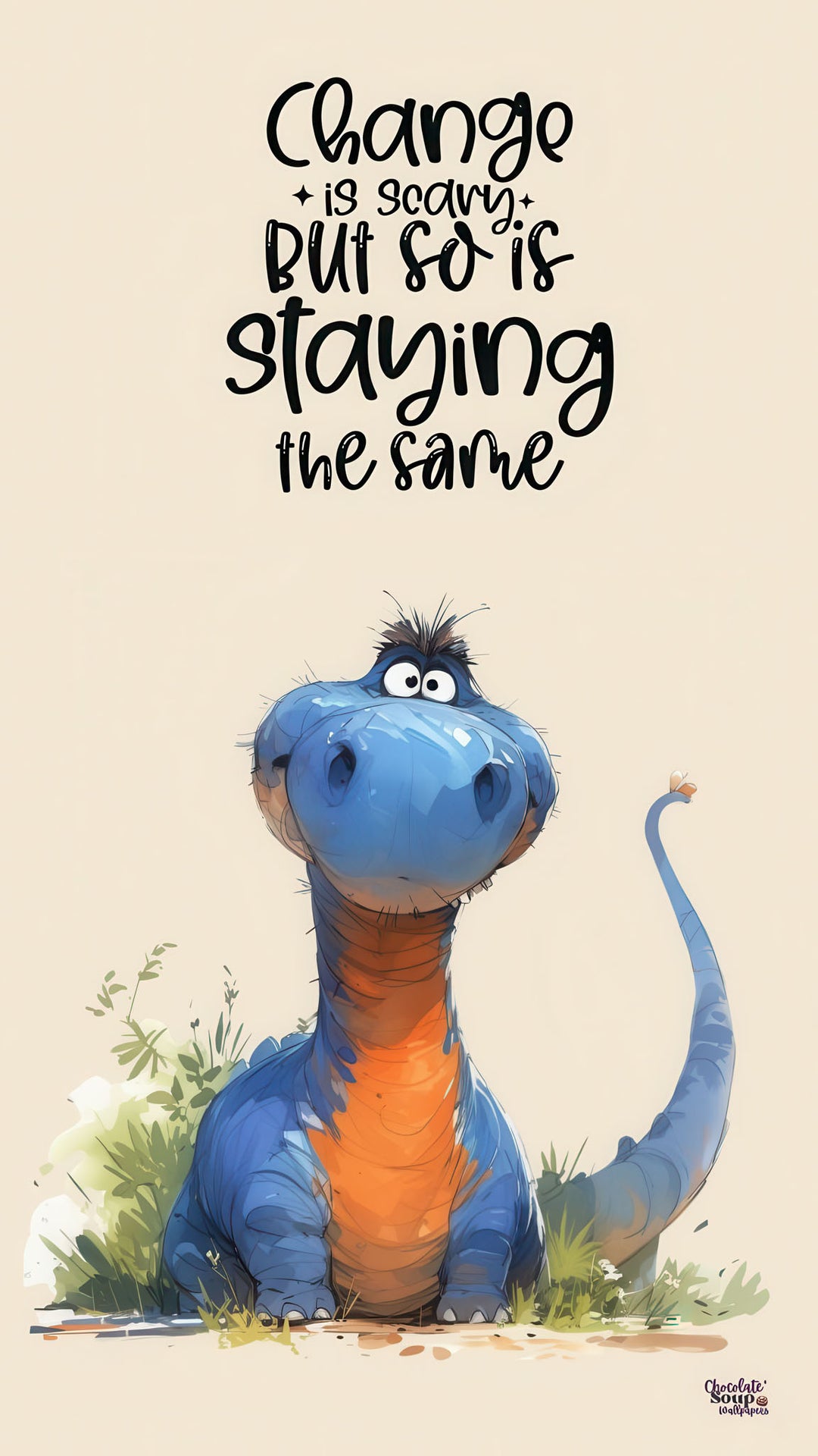 Motivational Dinosaur Quote canvas wall art with friendly blue dinosaur and inspirational text on premium frameless canvas