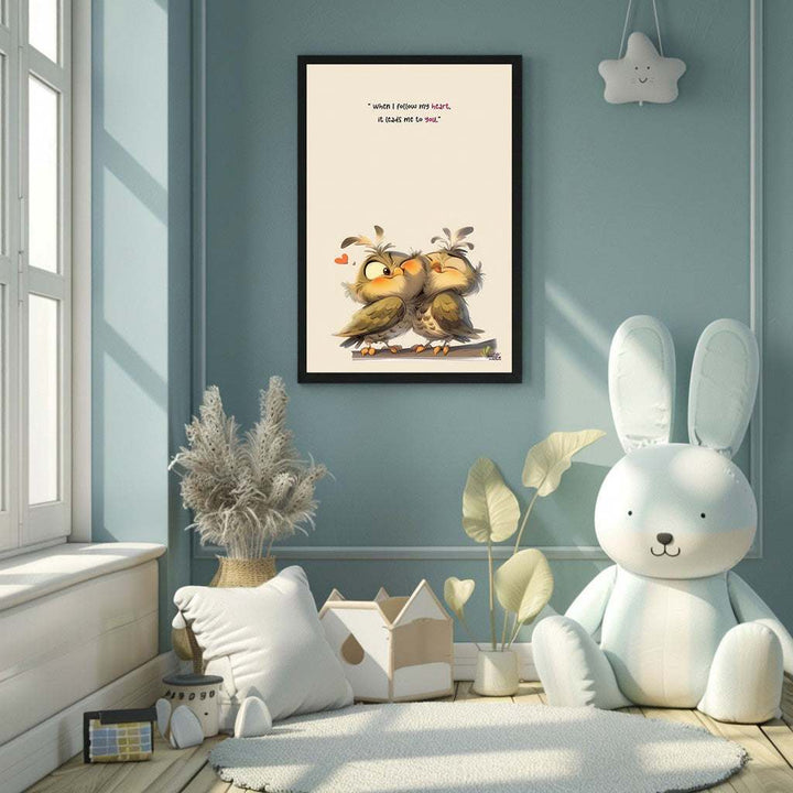 Whimsical Owl Love Quote Canvas Wall Art
