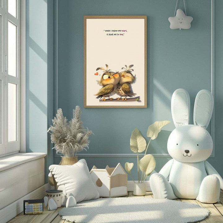 Whimsical Owl Love Quote Canvas Wall Art