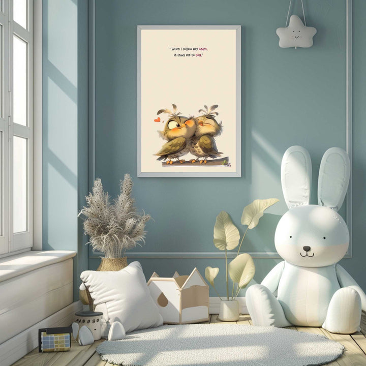 Whimsical Owl Love Quote Canvas Wall Art