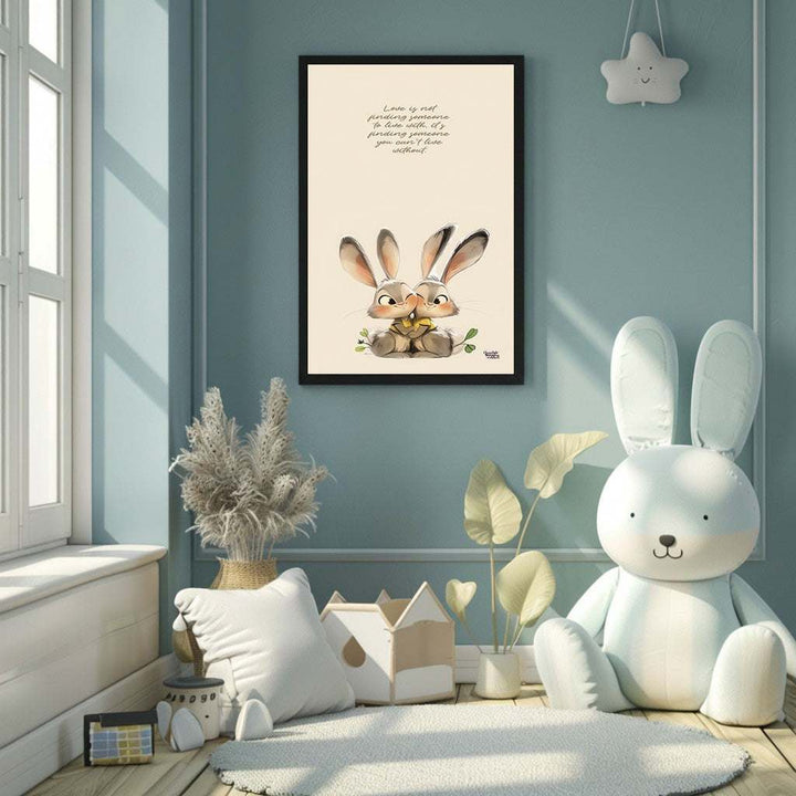 Whimsical Bunny Love Quote Canvas Wall Art
