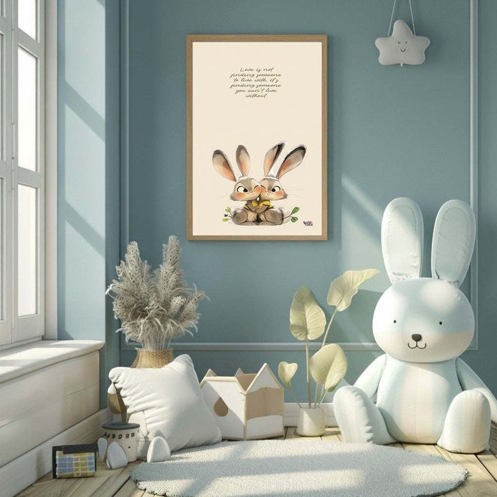 Whimsical Bunny Love Quote Canvas Wall Art