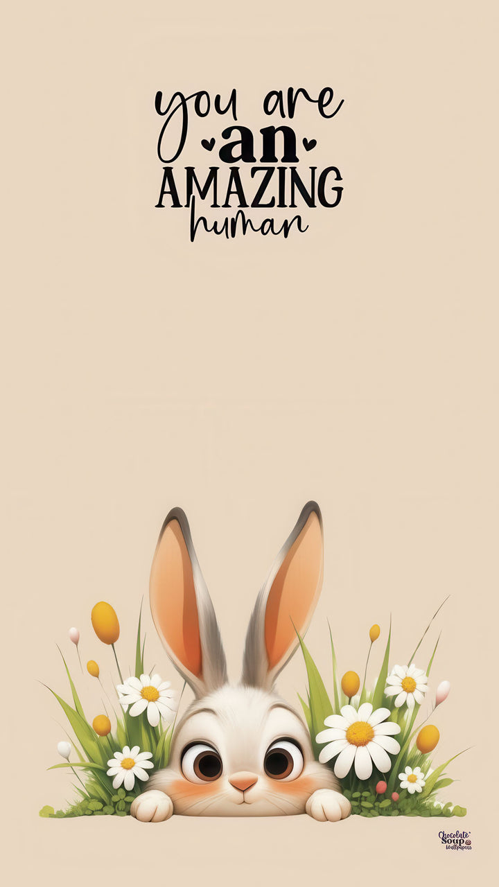 You Are an Amazing Human Bunny Canvas motivational wall art with adorable bunny for kids rooms
