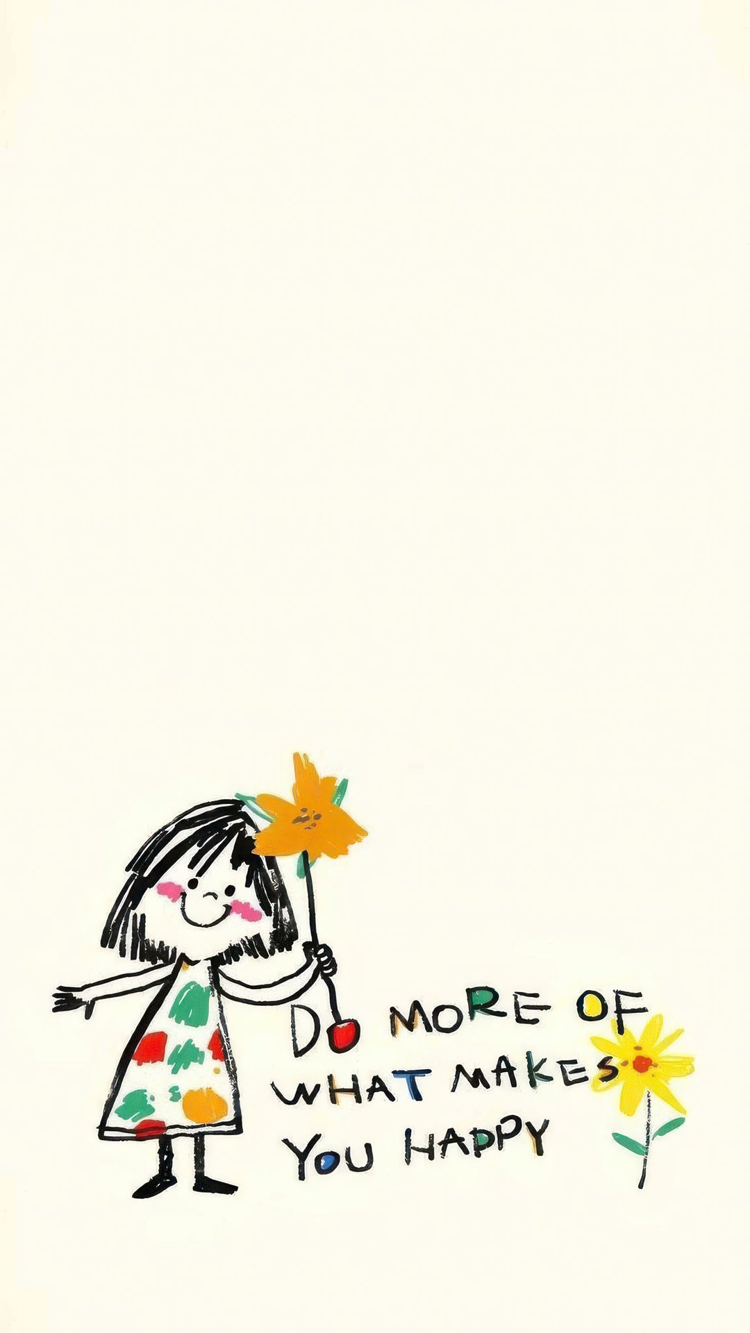 Do More of What Makes You Happy minimalist canvas with joyful girl and positive message in MDF frame