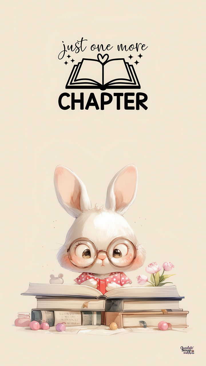 Just One More Chapter bunny artwork on premium canvas with MDF frame for cozy reading spaces