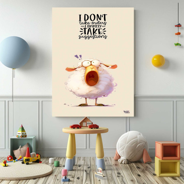 I Don't Take Orders sheep canvas wall art with humorous quote for home or office decor