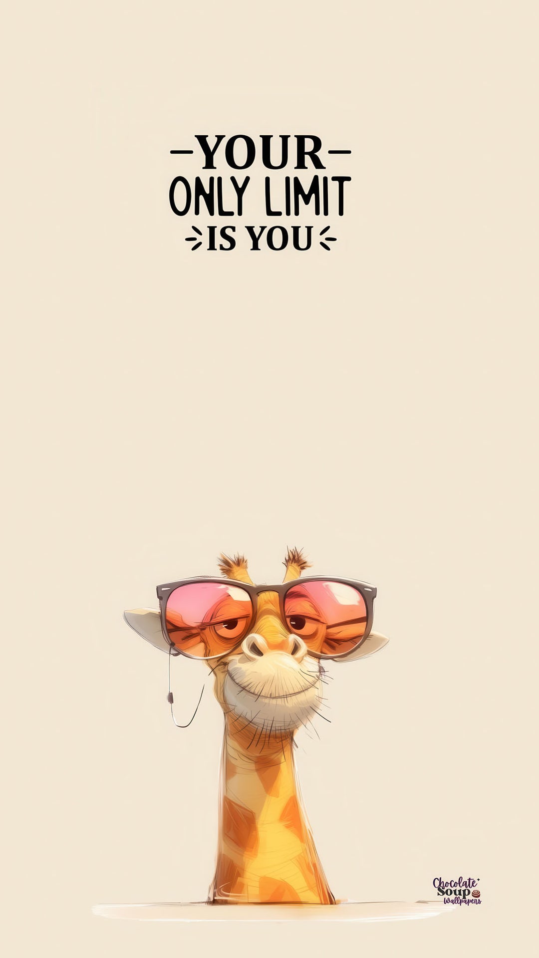 Stylish giraffe in sunglasses on "Your Only Limit Is You" motivational canvas with MDF frame and glass front