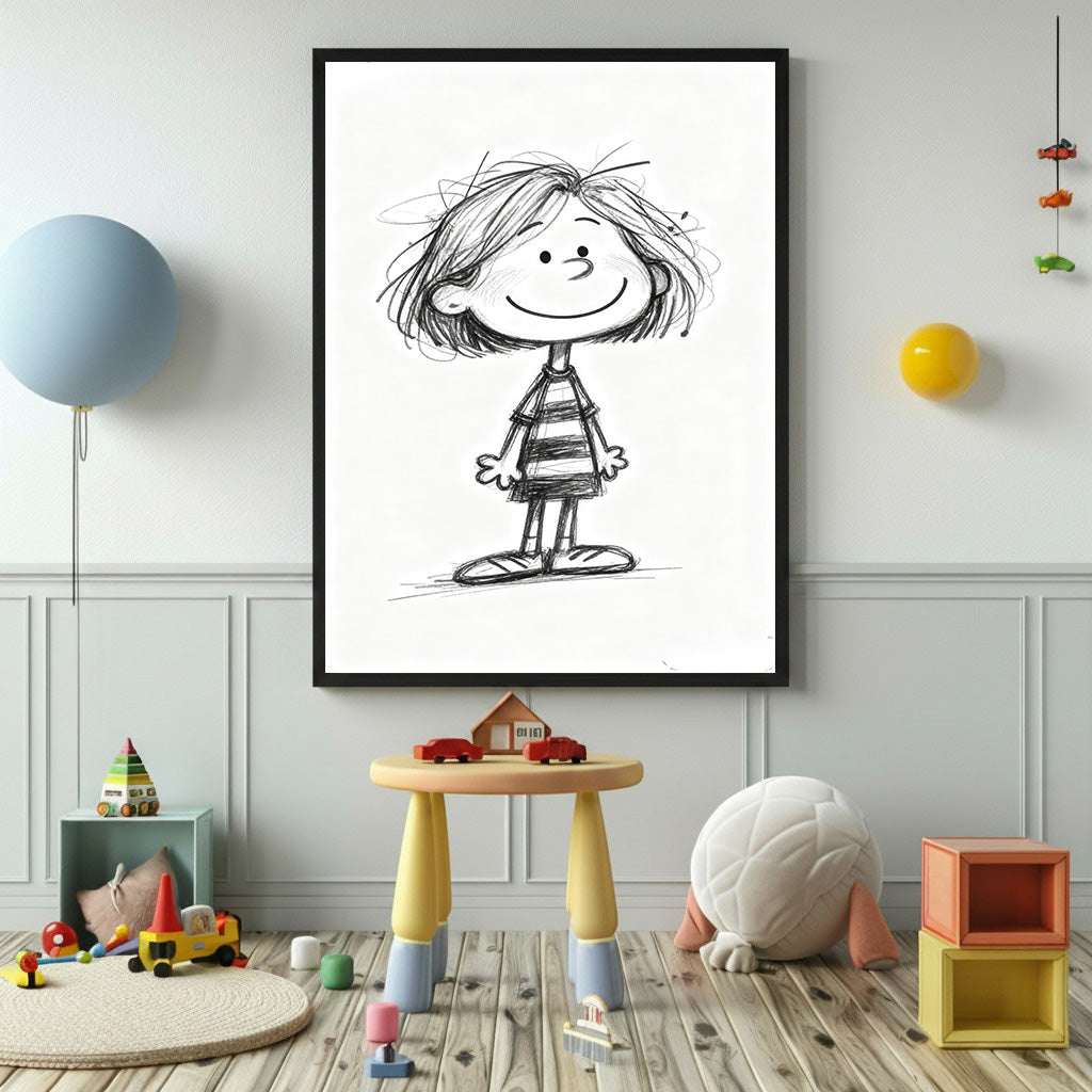 Cute Sketch Child Canvas