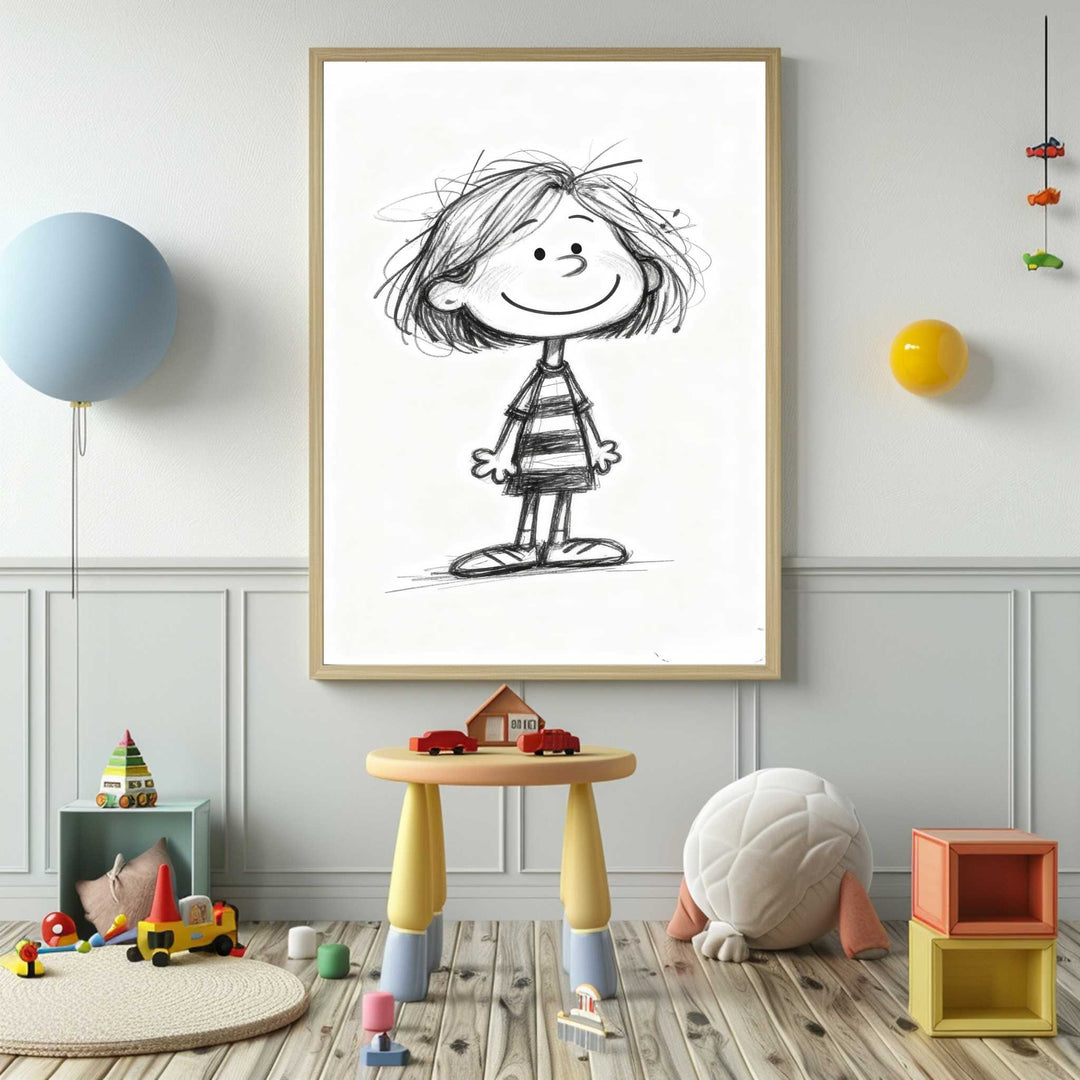 Cute Sketch Child Canvas