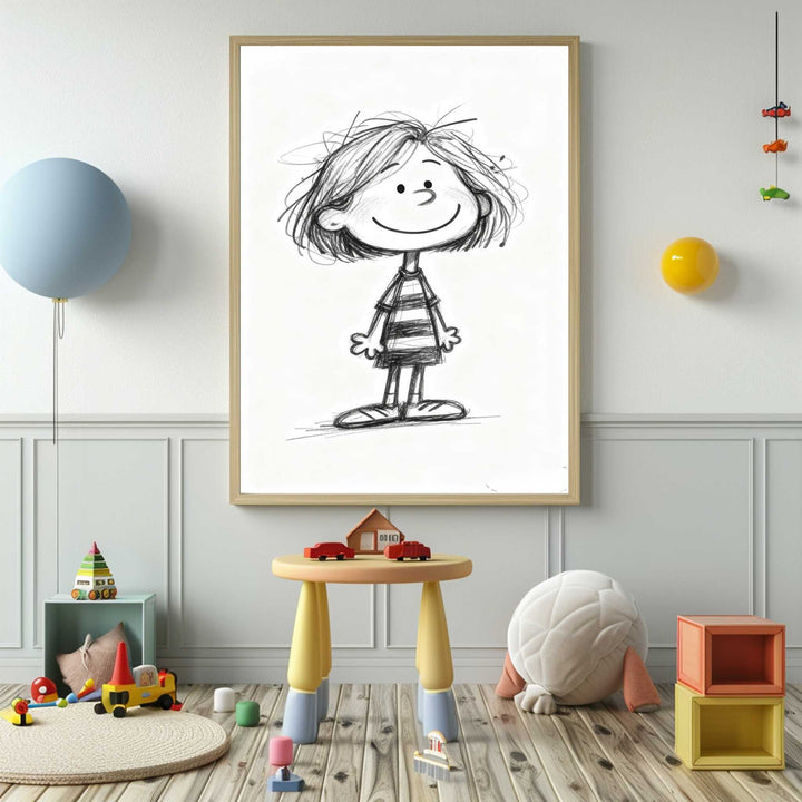Cute Sketch Child Canvas