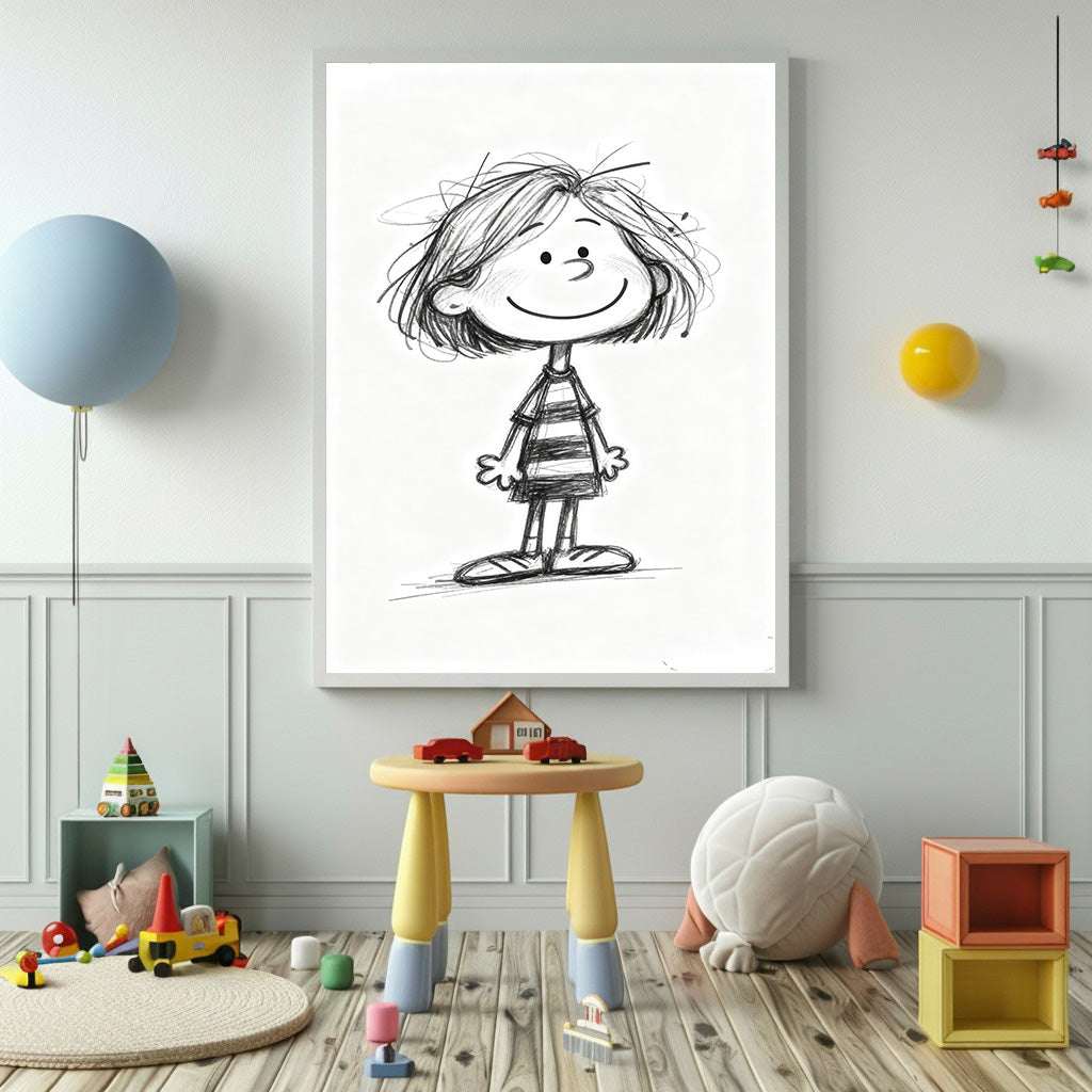 Cute Sketch Child Canvas