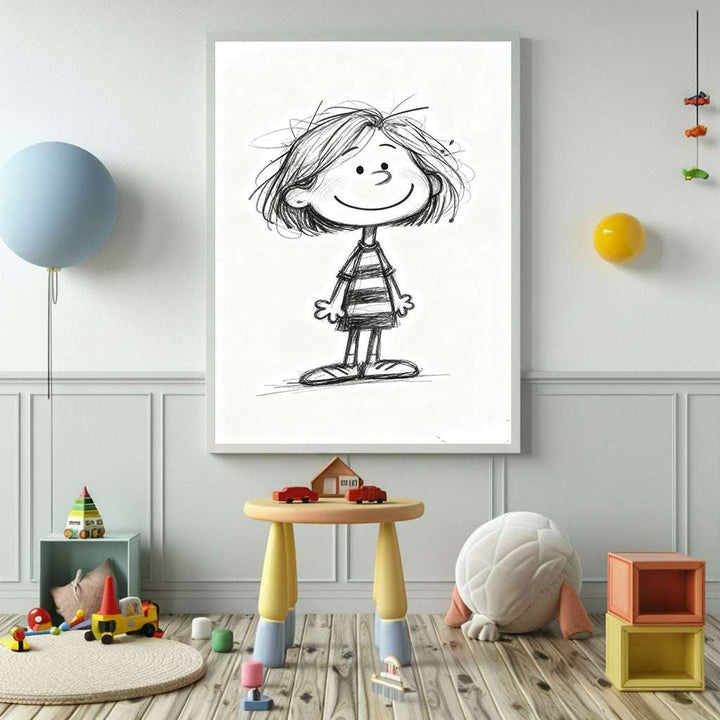 Cute Sketch Child Canvas