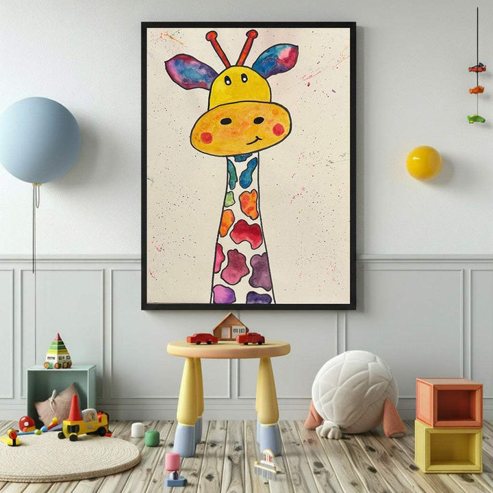 Colorful Giraffe Kids Canvas